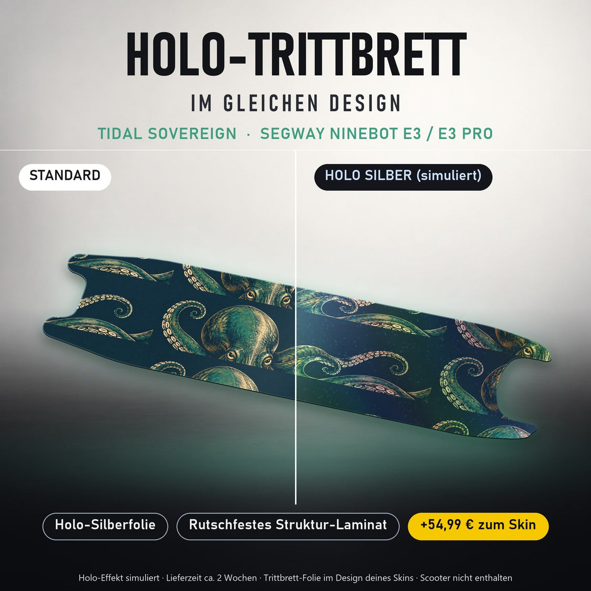 Holo-Trittbrett im gleichen Design – TIDAL SOVEREIGN für SEGWAY NINEBOT E3 / E3 PRO, Holo-Effekt simuliert (+54,99 €)