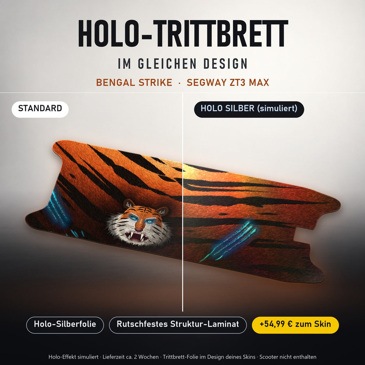 Holo-Trittbrett im gleichen Design – BENGAL STRIKE für SEGWAY ZT3 MAX, Holo-Effekt simuliert (+54,99 €)