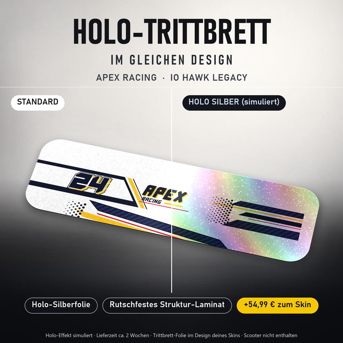 Holo-Trittbrett im gleichen Design – APEX RACING für IO HAWK LEGACY, Holo-Effekt simuliert (+54,99 €)