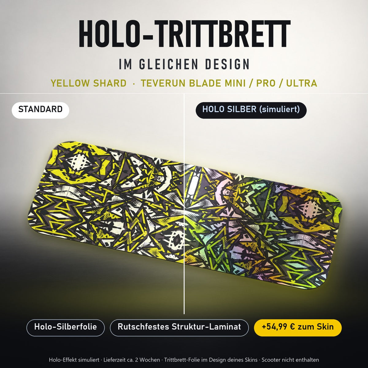 Holo-Trittbrett im gleichen Design – YELLOW SHARD für TEVERUN BLADE MINI / PRO / ULTRA, Holo-Effekt simuliert (+54,99 €)