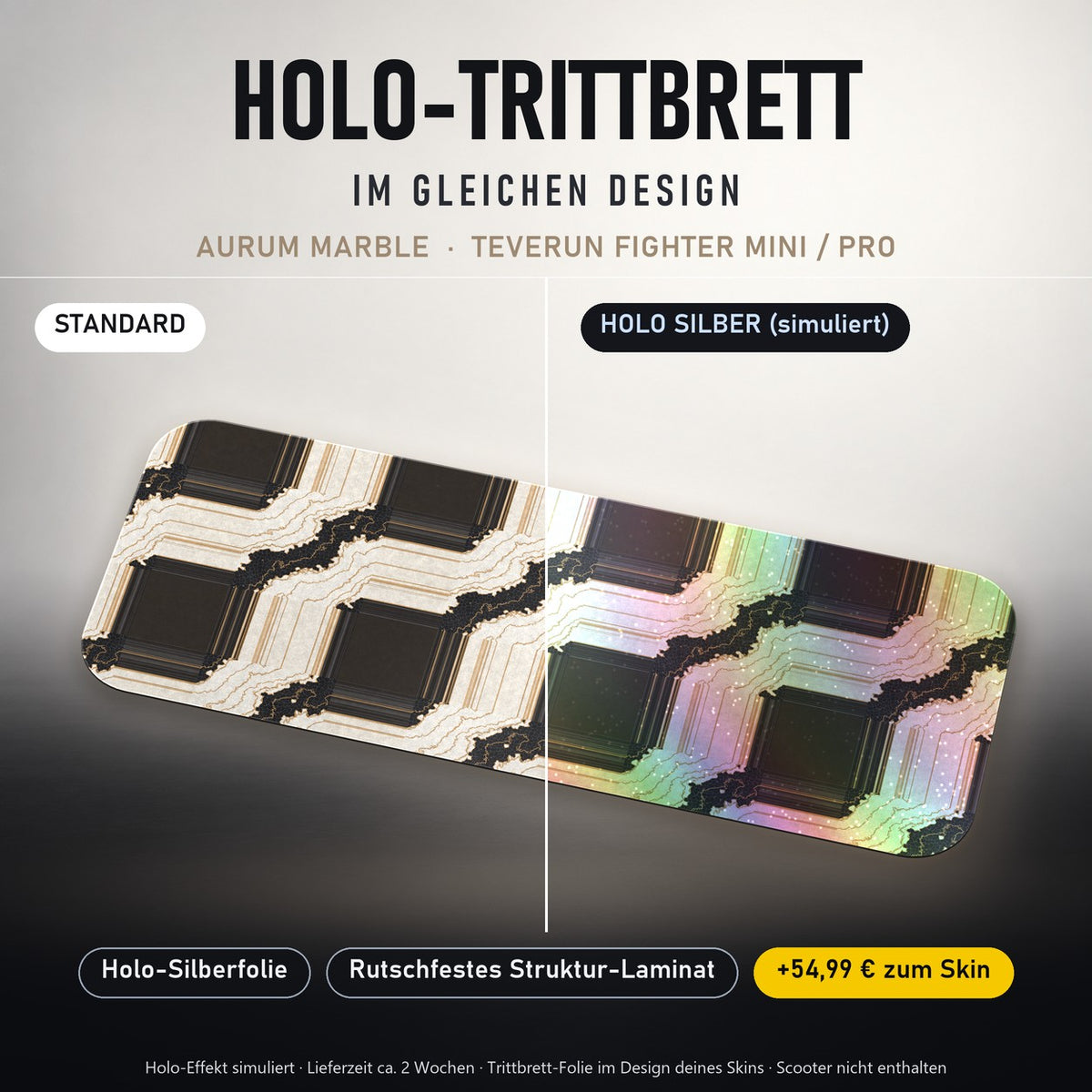 Holo-Trittbrett im gleichen Design – AURUM MARBLE für TEVERUN FIGHTER MINI / PRO, Holo-Effekt simuliert (+54,99 €)