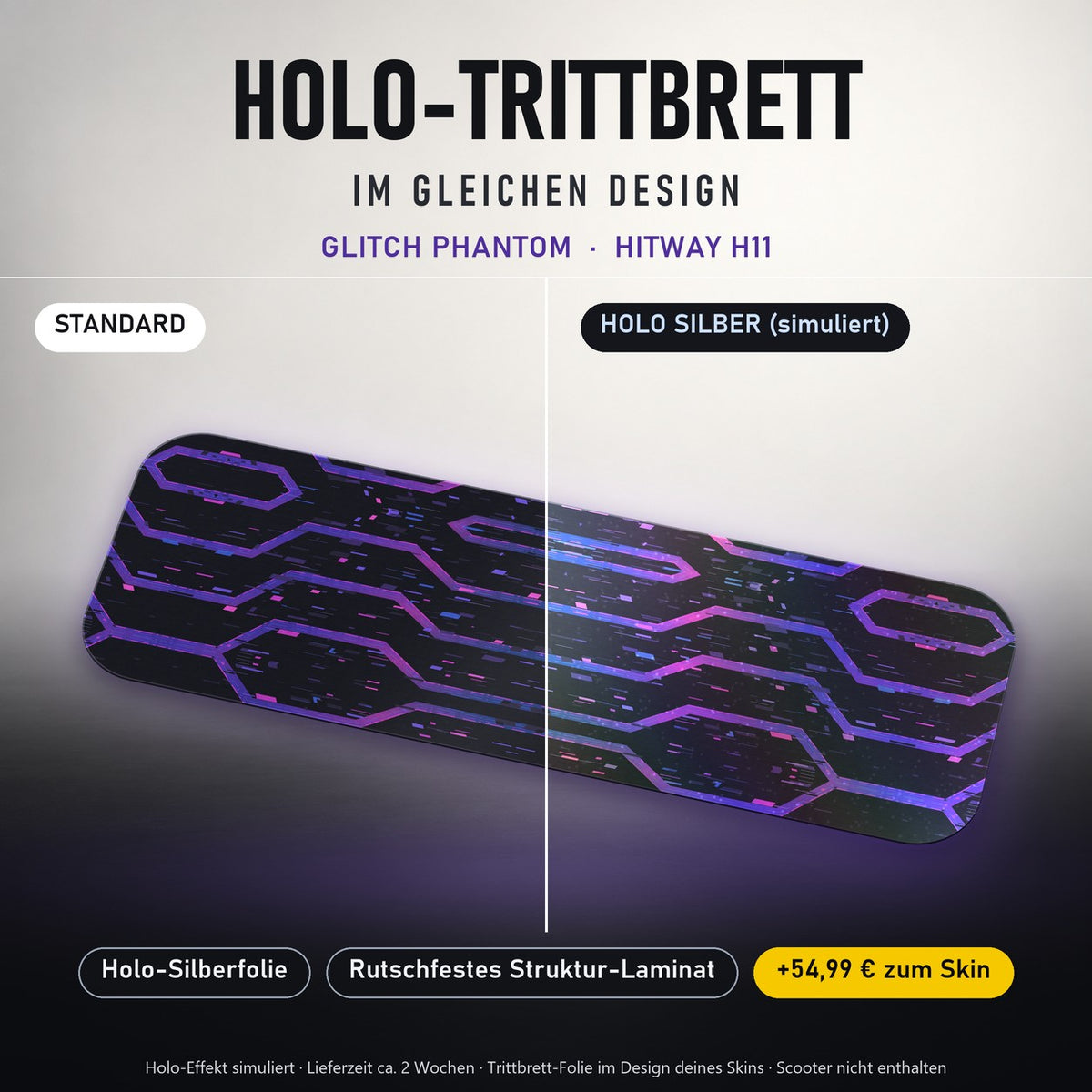 Holo-Trittbrett im gleichen Design – GLITCH PHANTOM für HITWAY H11, Holo-Effekt simuliert (+54,99 €)