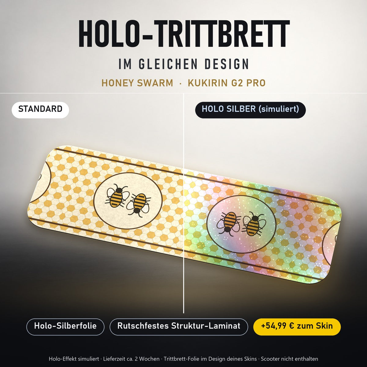Holo-Trittbrett im gleichen Design – HONEY SWARM für KUKIRIN G2 PRO, Holo-Effekt simuliert (+54,99 €)