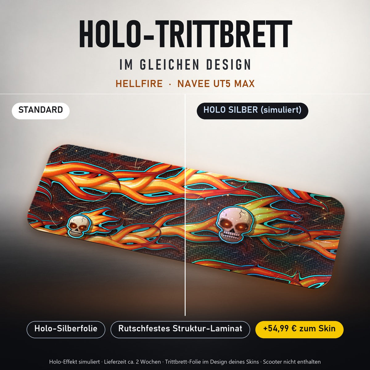 Holo-Trittbrett im gleichen Design – HELLFIRE für NAVEE UT5 MAX, Holo-Effekt simuliert (+54,99 €)