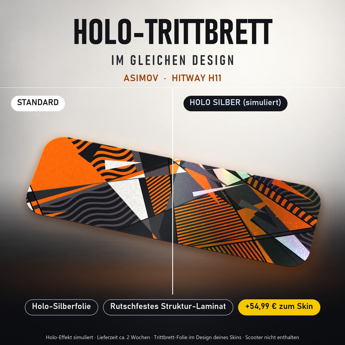 Holo-Trittbrett im gleichen Design – ASIMOV für HITWAY H11, Holo-Effekt simuliert (+54,99 €)