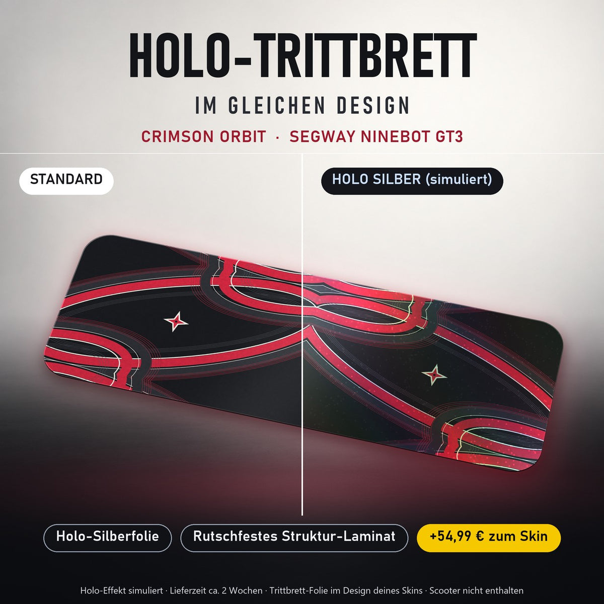 Holo-Trittbrett im gleichen Design – CRIMSON ORBIT für SEGWAY NINEBOT GT3, Holo-Effekt simuliert (+54,99 €)