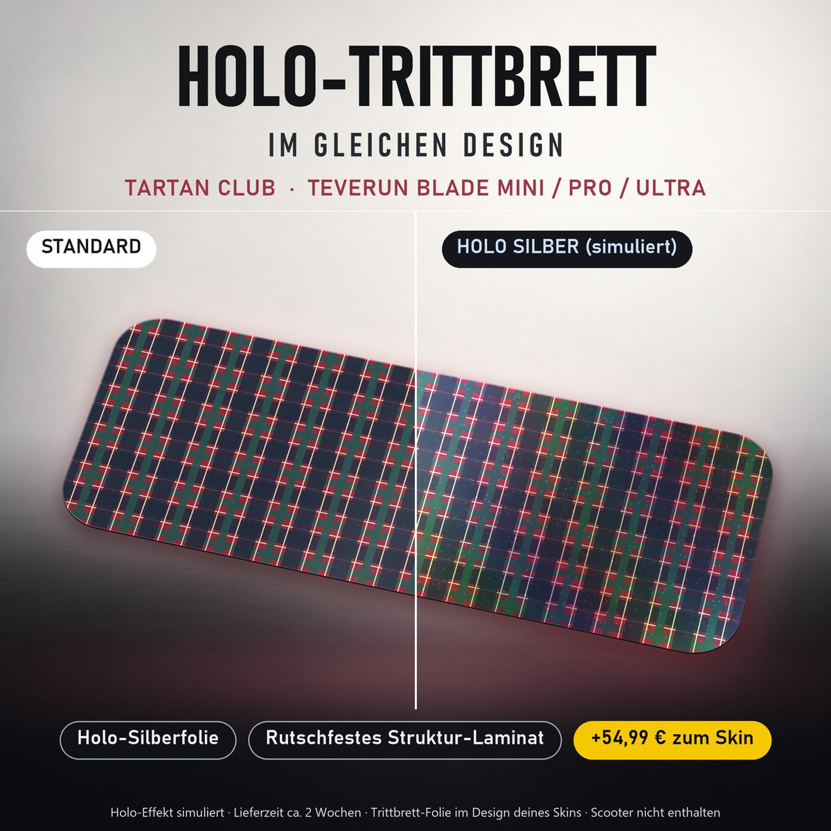 Holo-Trittbrett im gleichen Design – TARTAN CLUB für TEVERUN BLADE MINI / PRO / ULTRA, Holo-Effekt simuliert (+54,99 €)