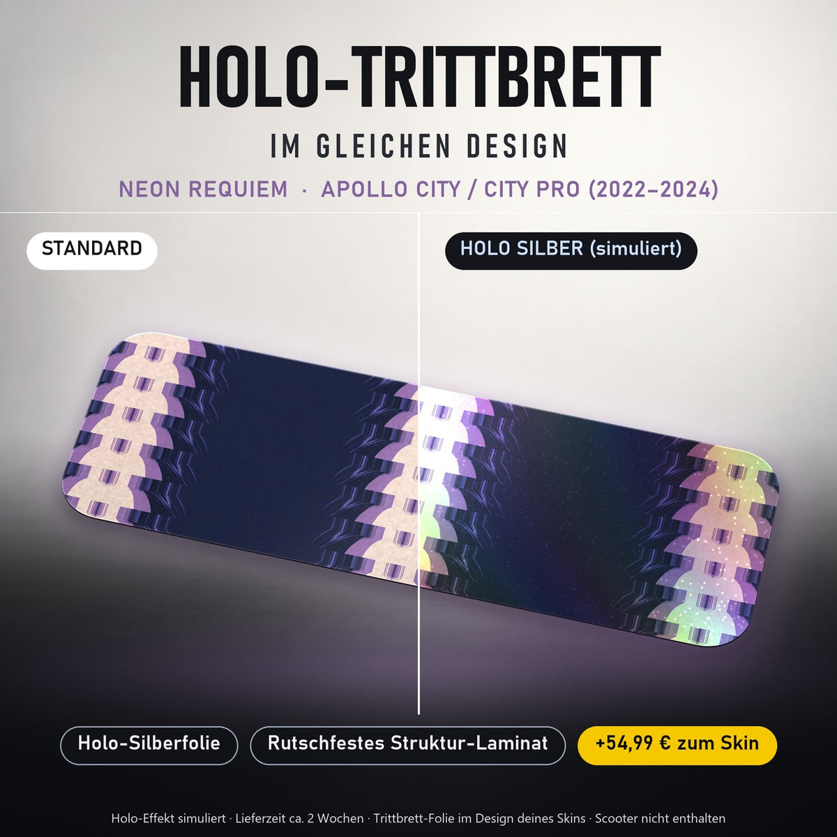 Holo-Trittbrett im gleichen Design – NEON REQUIEM für APOLLO CITY / CITY PRO (2022–2024), Holo-Effekt simuliert (+54,99 €)