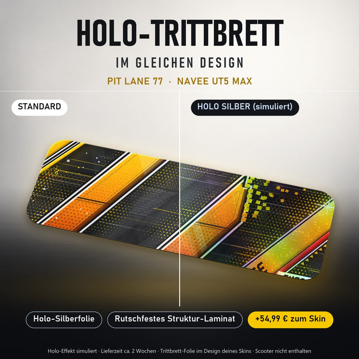 Holo-Trittbrett im gleichen Design – PIT LANE 77 für NAVEE UT5 MAX, Holo-Effekt simuliert (+54,99 €)