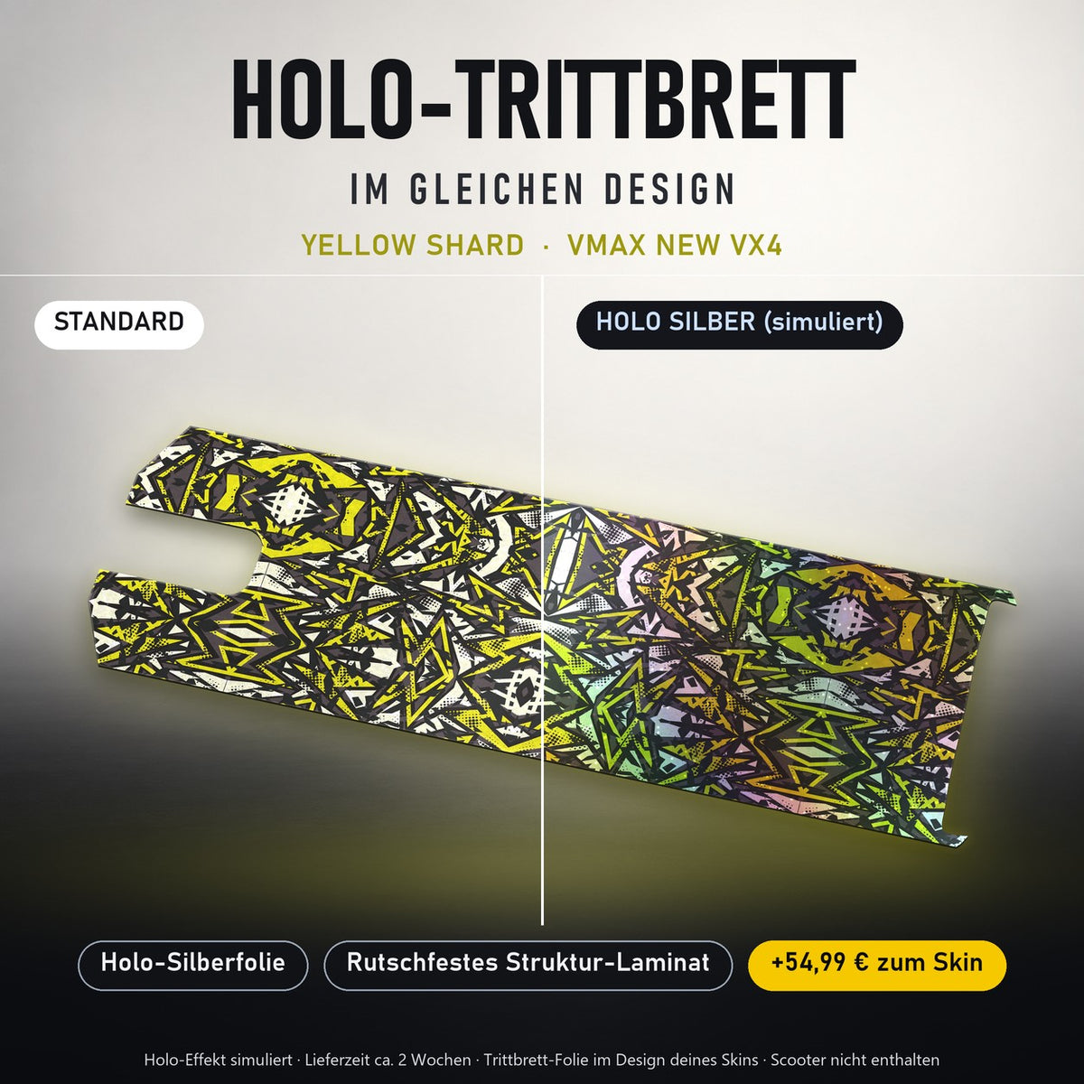 Holo-Trittbrett im gleichen Design – YELLOW SHARD für VMAX NEW VX4, Holo-Effekt simuliert (+54,99 €)