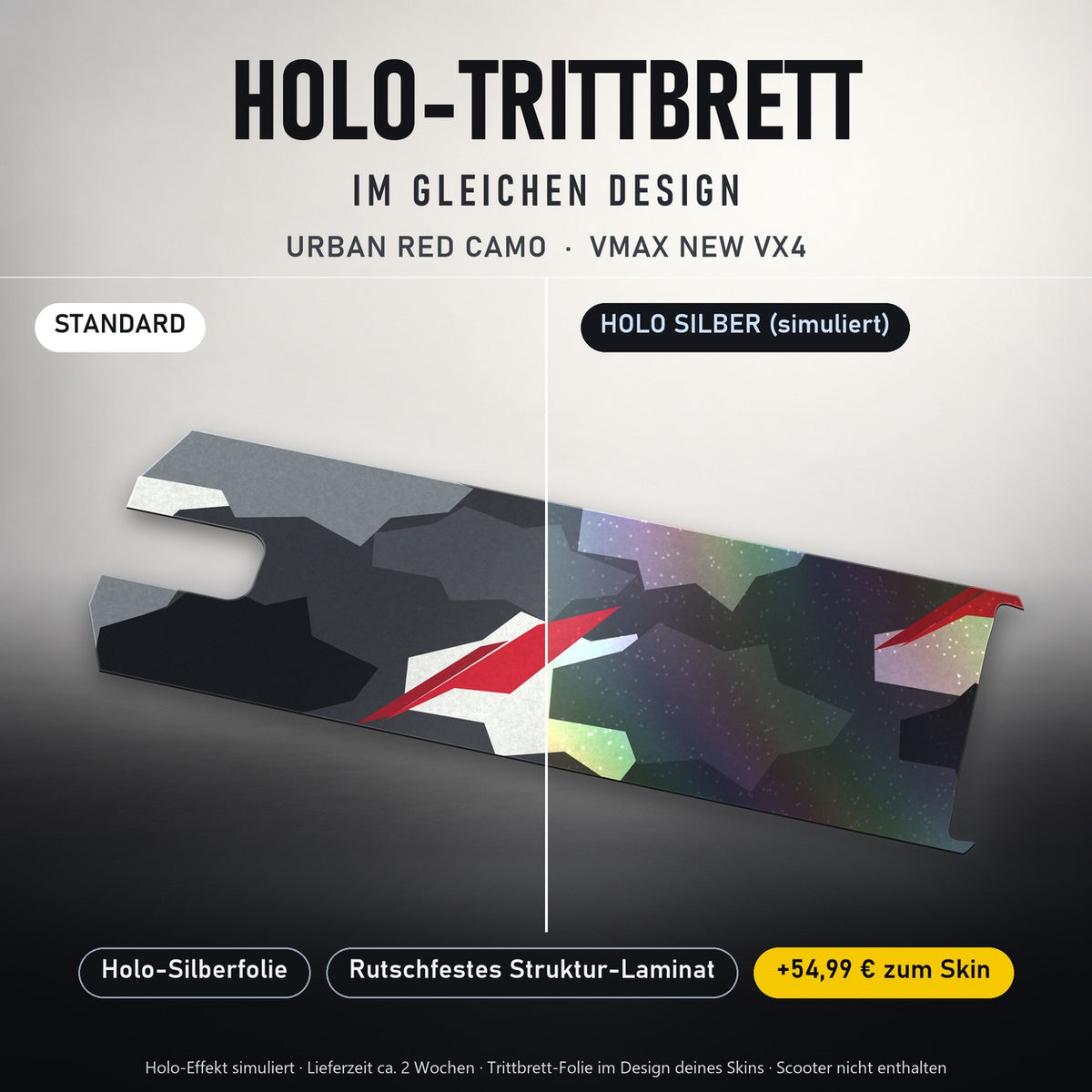 Holo-Trittbrett im gleichen Design – URBAN RED CAMO für VMAX NEW VX4, Holo-Effekt simuliert (+54,99 €)