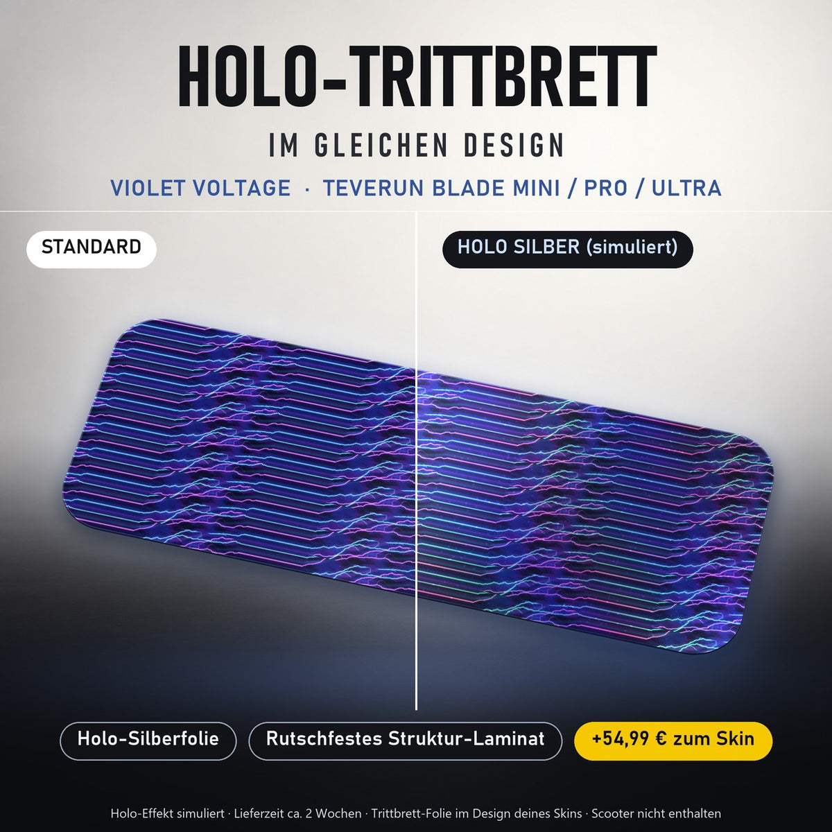 Holo-Trittbrett im gleichen Design – VIOLET VOLTAGE für TEVERUN BLADE MINI / PRO / ULTRA, Holo-Effekt simuliert (+54,99 €)