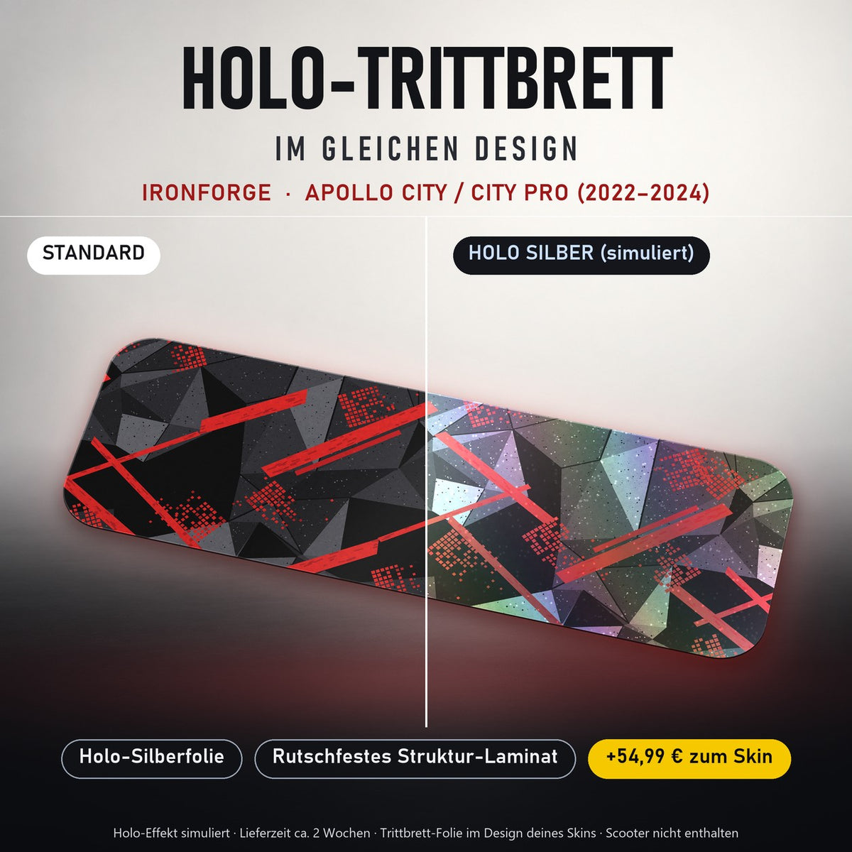 Holo-Trittbrett im gleichen Design – IRONFORGE für APOLLO CITY / CITY PRO (2022–2024), Holo-Effekt simuliert (+54,99 €)