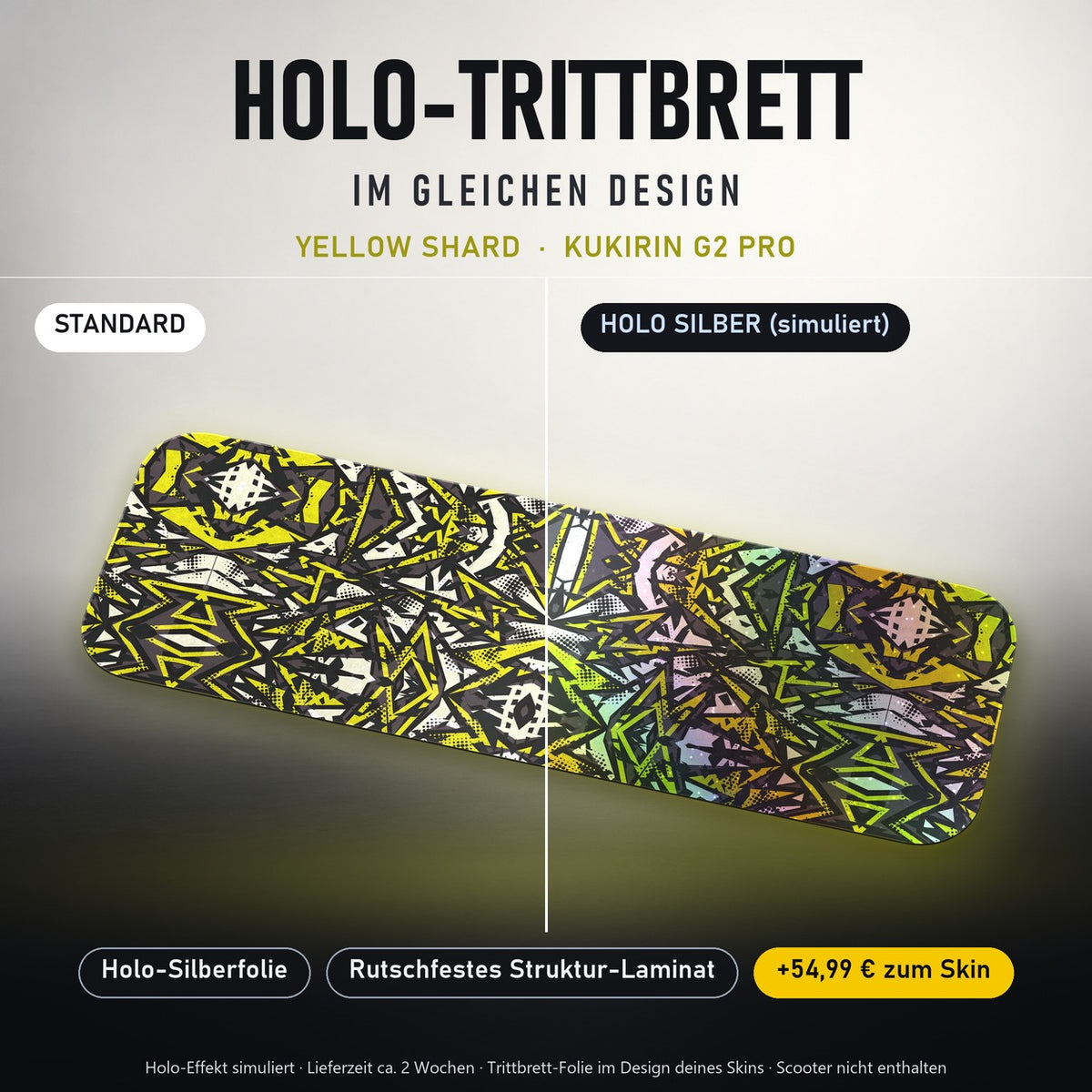 Holo-Trittbrett im gleichen Design – YELLOW SHARD für KUKIRIN G2 PRO, Holo-Effekt simuliert (+54,99 €)