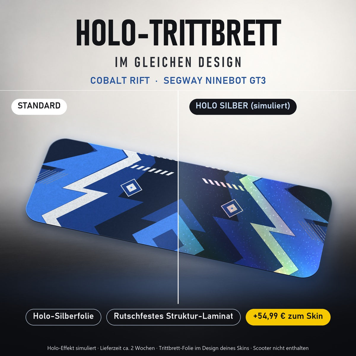 Holo-Trittbrett im gleichen Design – COBALT RIFT für SEGWAY NINEBOT GT3, Holo-Effekt simuliert (+54,99 €)