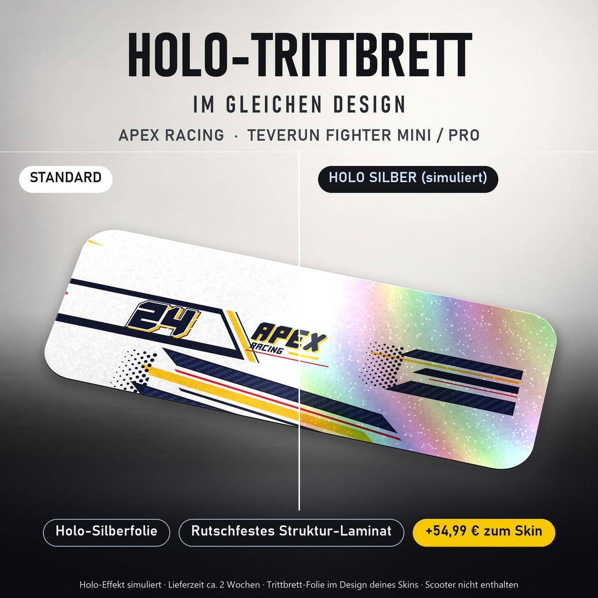 Holo-Trittbrett im gleichen Design – APEX RACING für TEVERUN FIGHTER MINI / PRO, Holo-Effekt simuliert (+54,99 €)