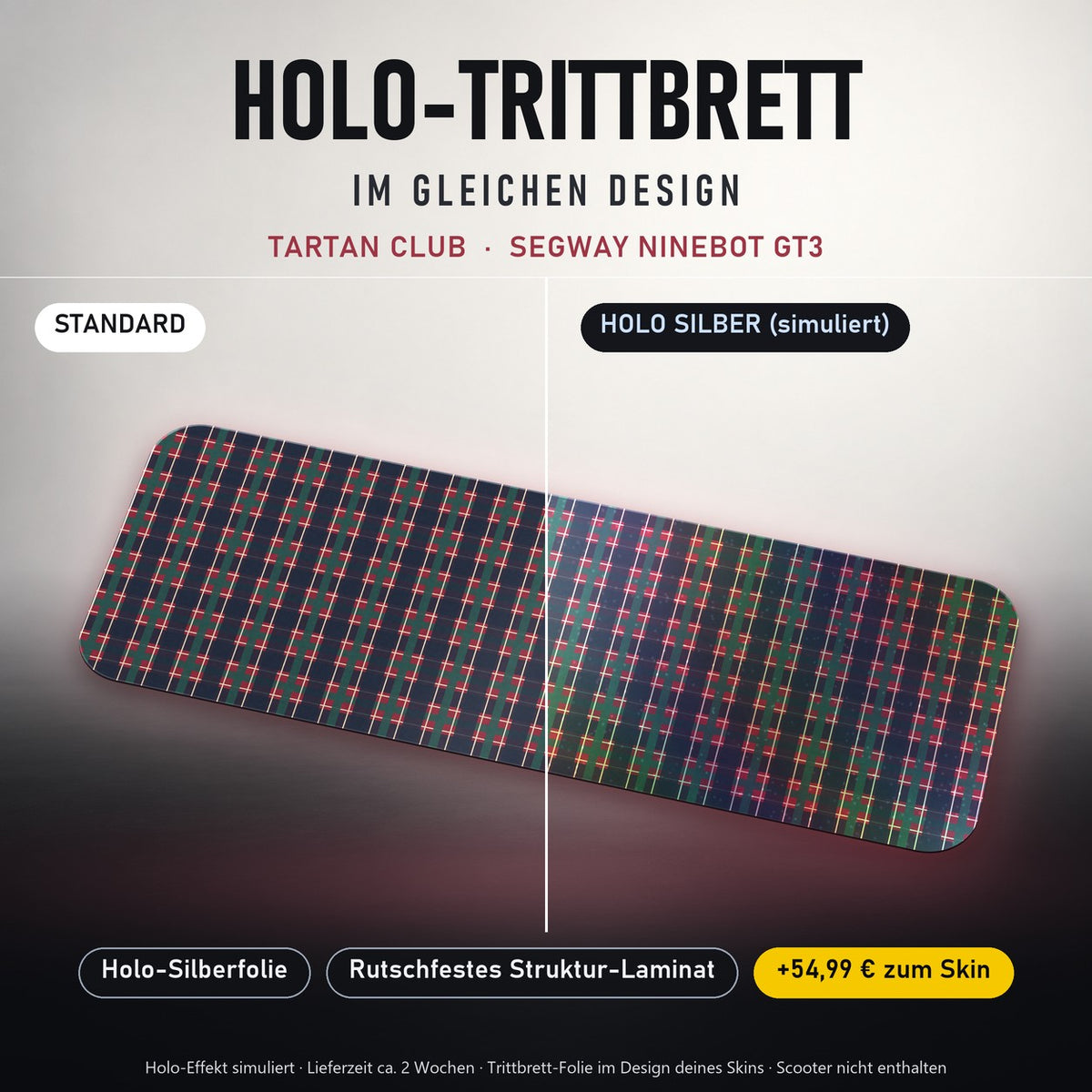 Holo-Trittbrett im gleichen Design – TARTAN CLUB für SEGWAY NINEBOT GT3, Holo-Effekt simuliert (+54,99 €)