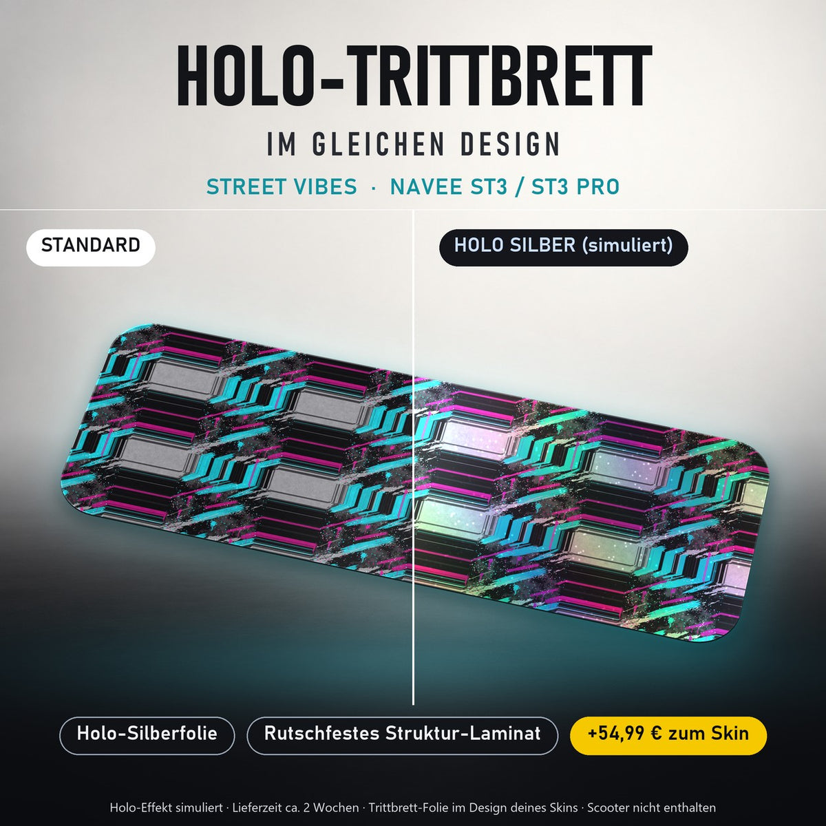 Holo-Trittbrett im gleichen Design – STREET VIBES für NAVEE ST3 / ST3 PRO, Holo-Effekt simuliert (+54,99 €)