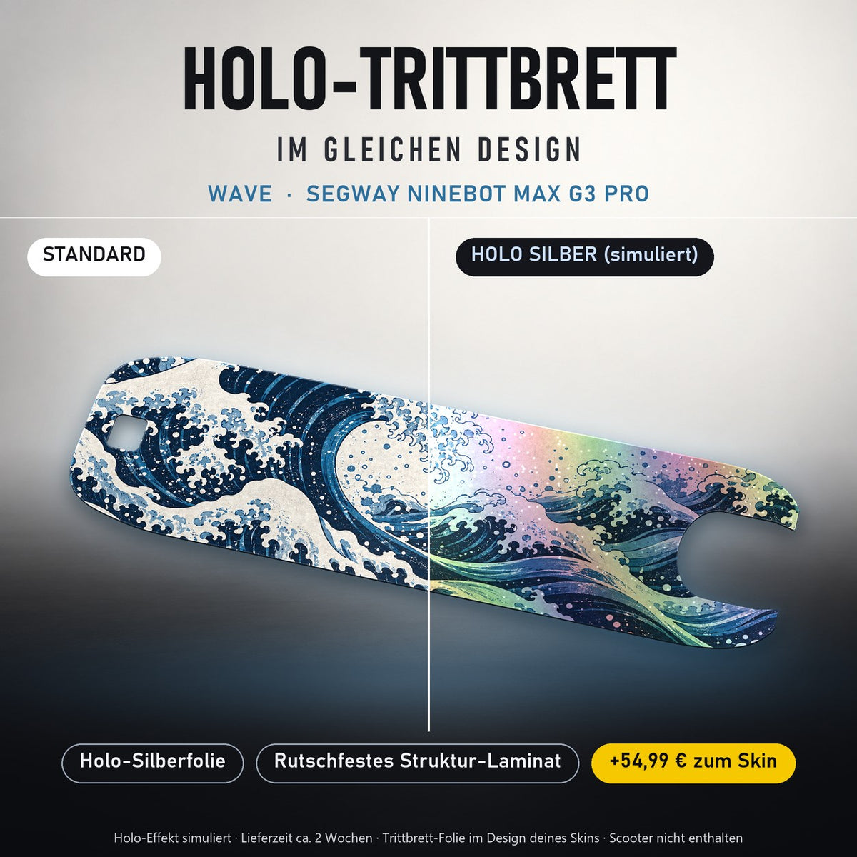 Holo-Trittbrett im gleichen Design – WAVE für SEGWAY NINEBOT MAX G3 PRO, Holo-Effekt simuliert (+54,99 €)
