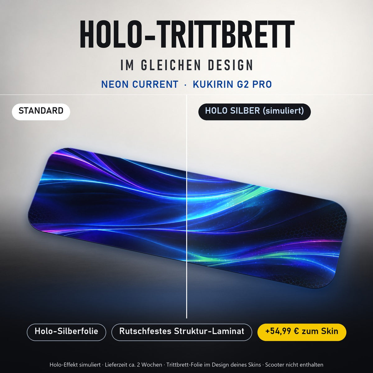 Holo-Trittbrett im gleichen Design – NEON CURRENT für KUKIRIN G2 PRO, Holo-Effekt simuliert (+54,99 €)