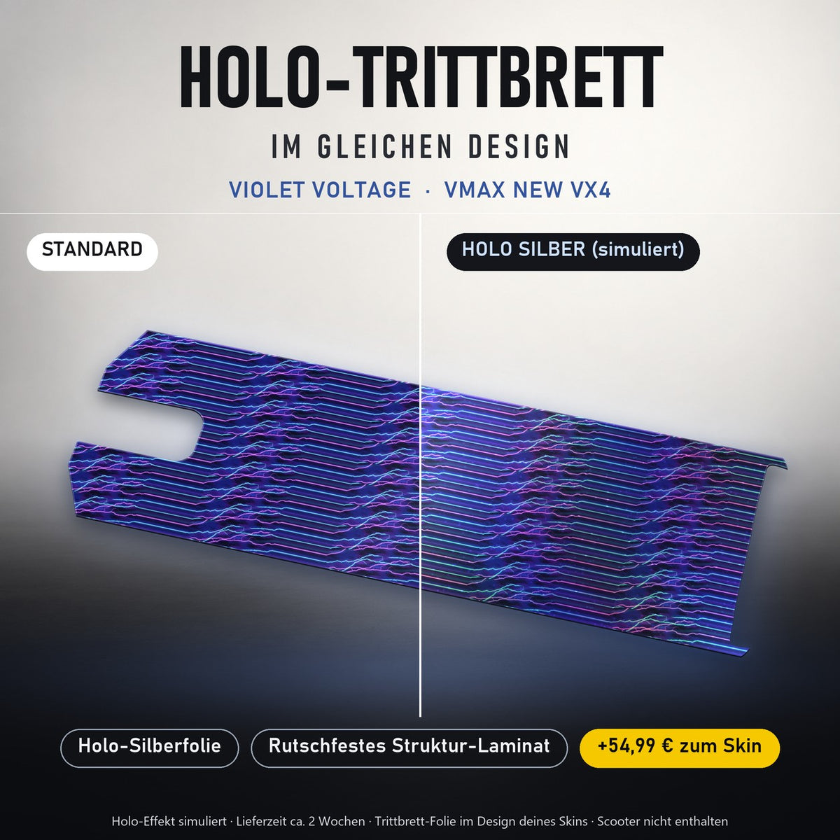 Holo-Trittbrett im gleichen Design – VIOLET VOLTAGE für VMAX NEW VX4, Holo-Effekt simuliert (+54,99 €)