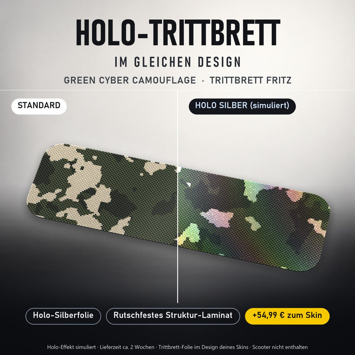 Holo-Trittbrett im gleichen Design – GREEN CYBER CAMOUFLAGE für TRITTBRETT FRITZ, Holo-Effekt simuliert (+54,99 €)