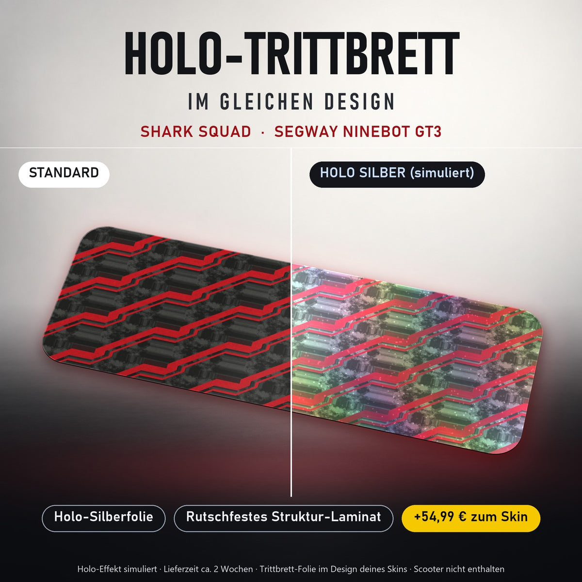 Holo-Trittbrett im gleichen Design – SHARK SQUAD für SEGWAY NINEBOT GT3, Holo-Effekt simuliert (+54,99 €)