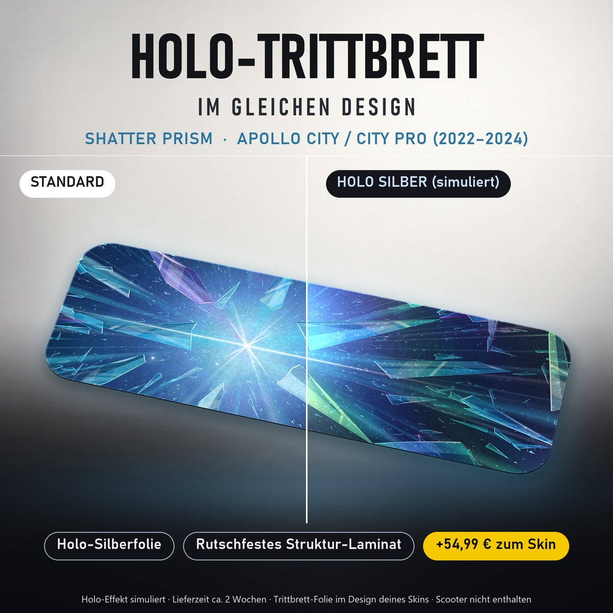 Holo-Trittbrett im gleichen Design – SHATTER PRISM für APOLLO CITY / CITY PRO (2022–2024), Holo-Effekt simuliert (+54,99 €)