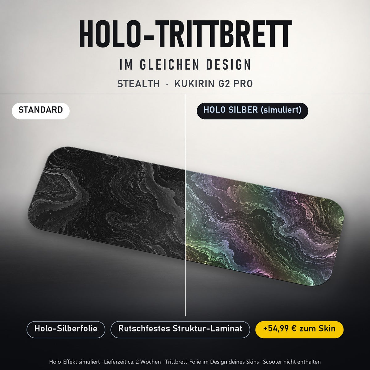 Holo-Trittbrett im gleichen Design – STEALTH für KUKIRIN G2 PRO, Holo-Effekt simuliert (+54,99 €)