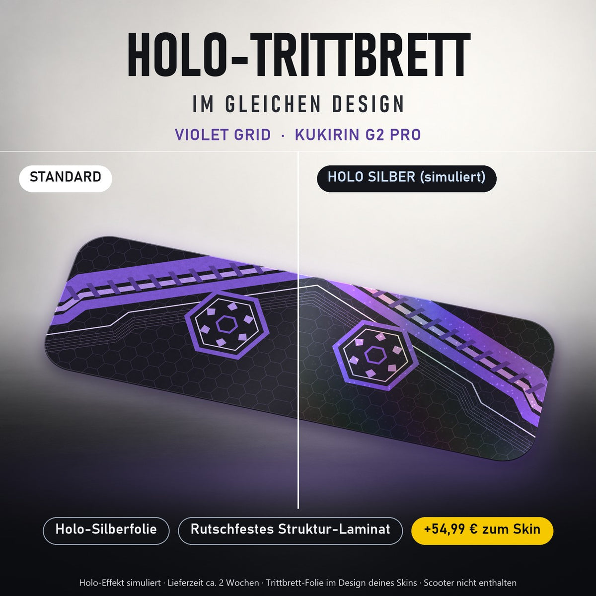 Holo-Trittbrett im gleichen Design – VIOLET GRID für KUKIRIN G2 PRO, Holo-Effekt simuliert (+54,99 €)