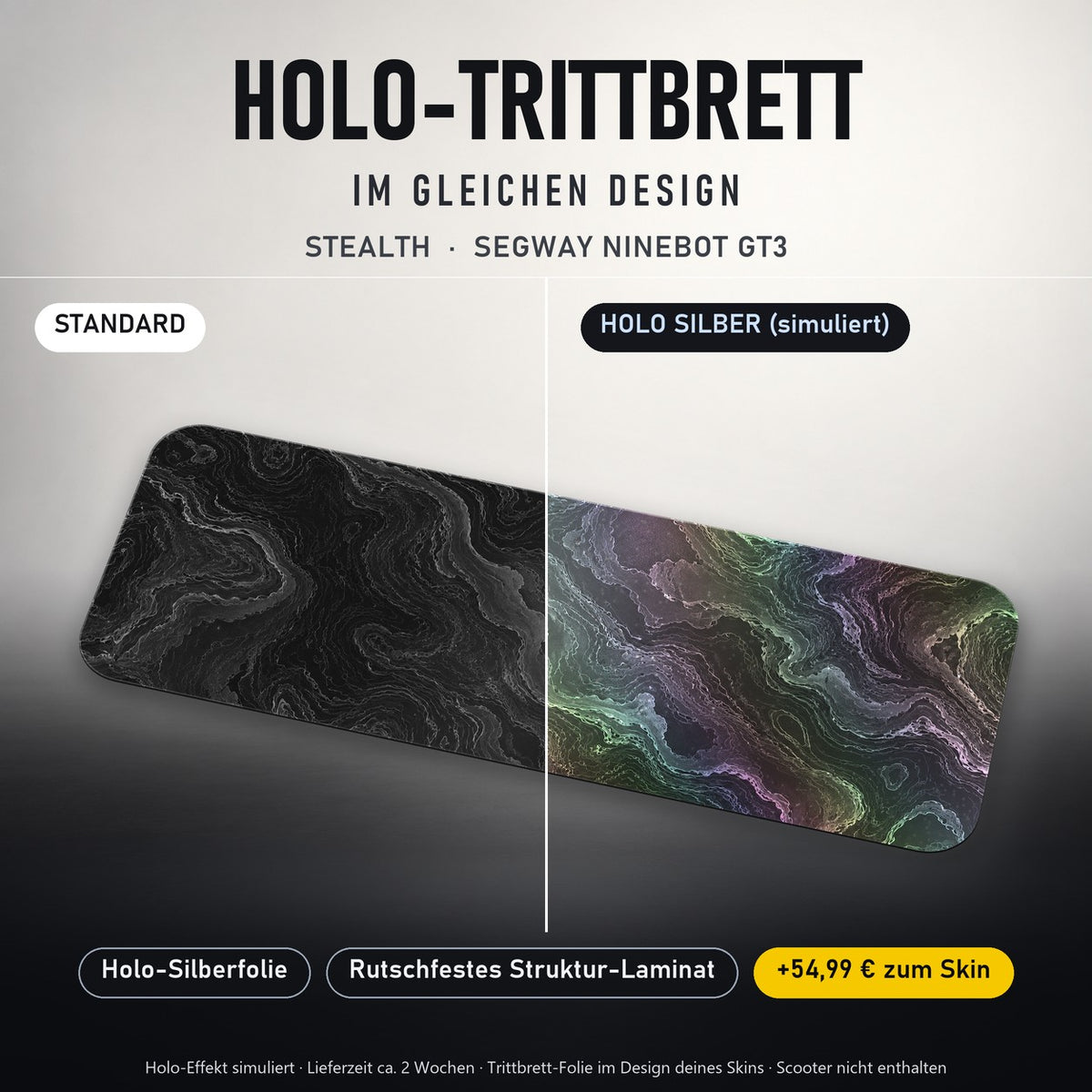 Holo-Trittbrett im gleichen Design – STEALTH für SEGWAY NINEBOT GT3, Holo-Effekt simuliert (+54,99 €)