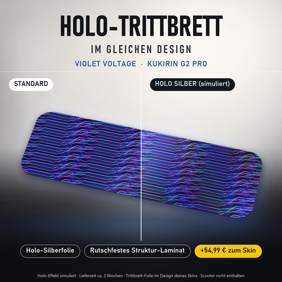Holo-Trittbrett im gleichen Design – VIOLET VOLTAGE für KUKIRIN G2 PRO, Holo-Effekt simuliert (+54,99 €)