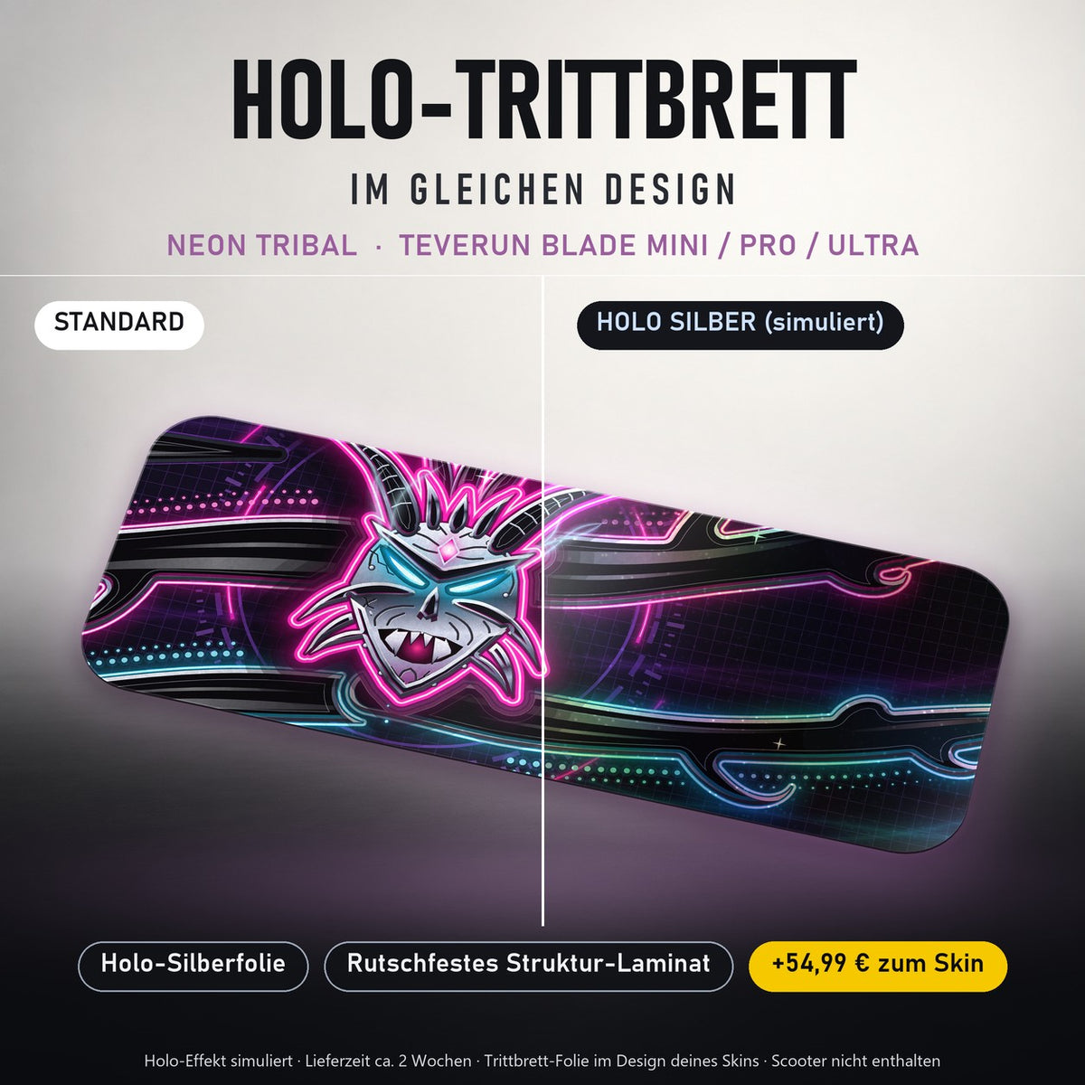 Holo-Trittbrett im gleichen Design – NEON TRIBAL für TEVERUN BLADE MINI / PRO / ULTRA, Holo-Effekt simuliert (+54,99 €)