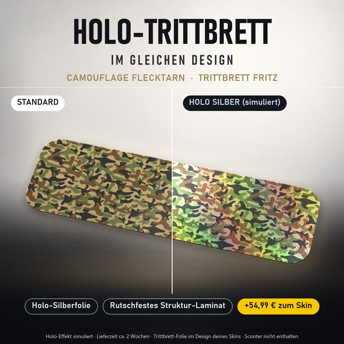 Holo-Trittbrett im gleichen Design – CAMOUFLAGE FLECKTARN für TRITTBRETT FRITZ, Holo-Effekt simuliert (+54,99 €)