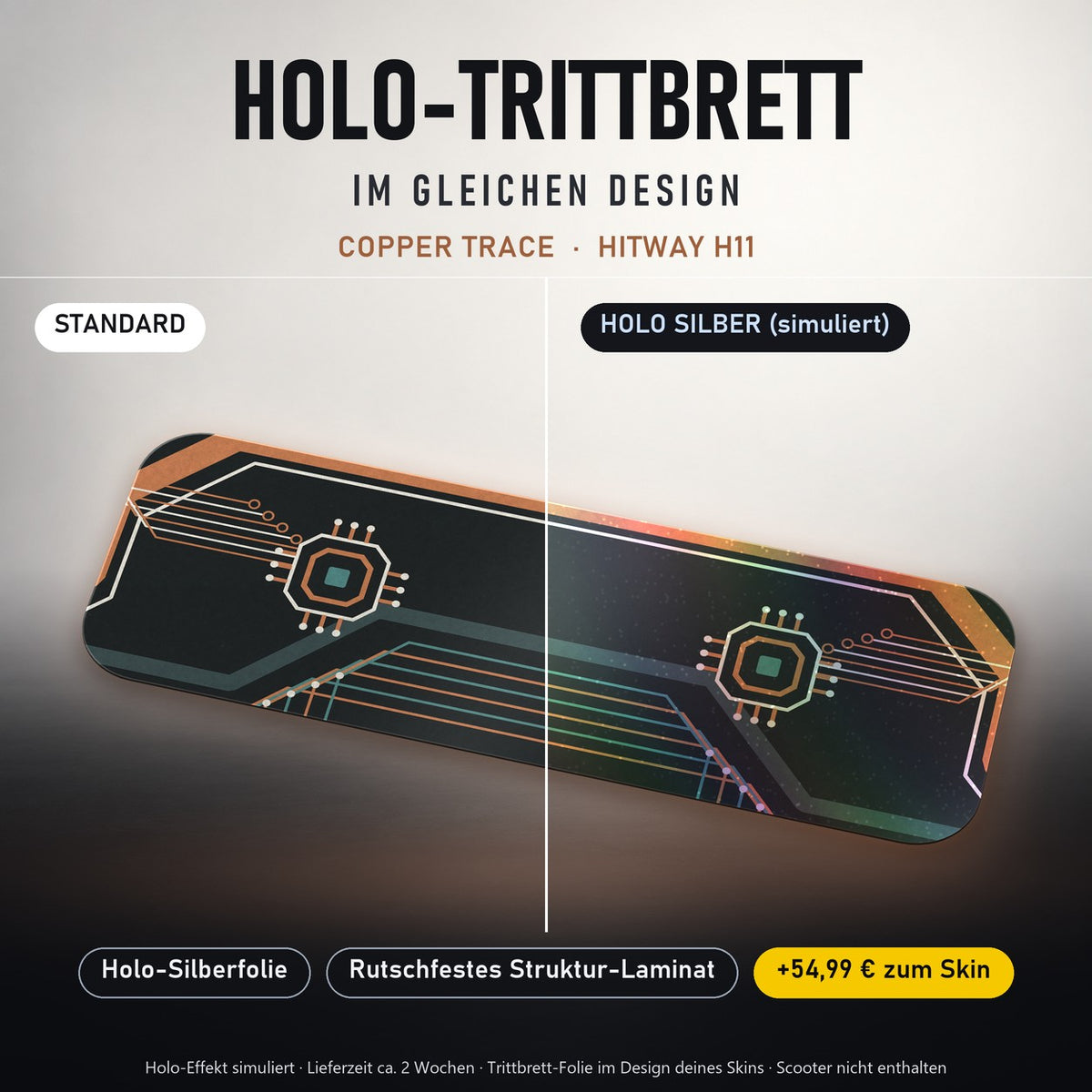 Holo-Trittbrett im gleichen Design – COPPER TRACE für HITWAY H11, Holo-Effekt simuliert (+54,99 €)