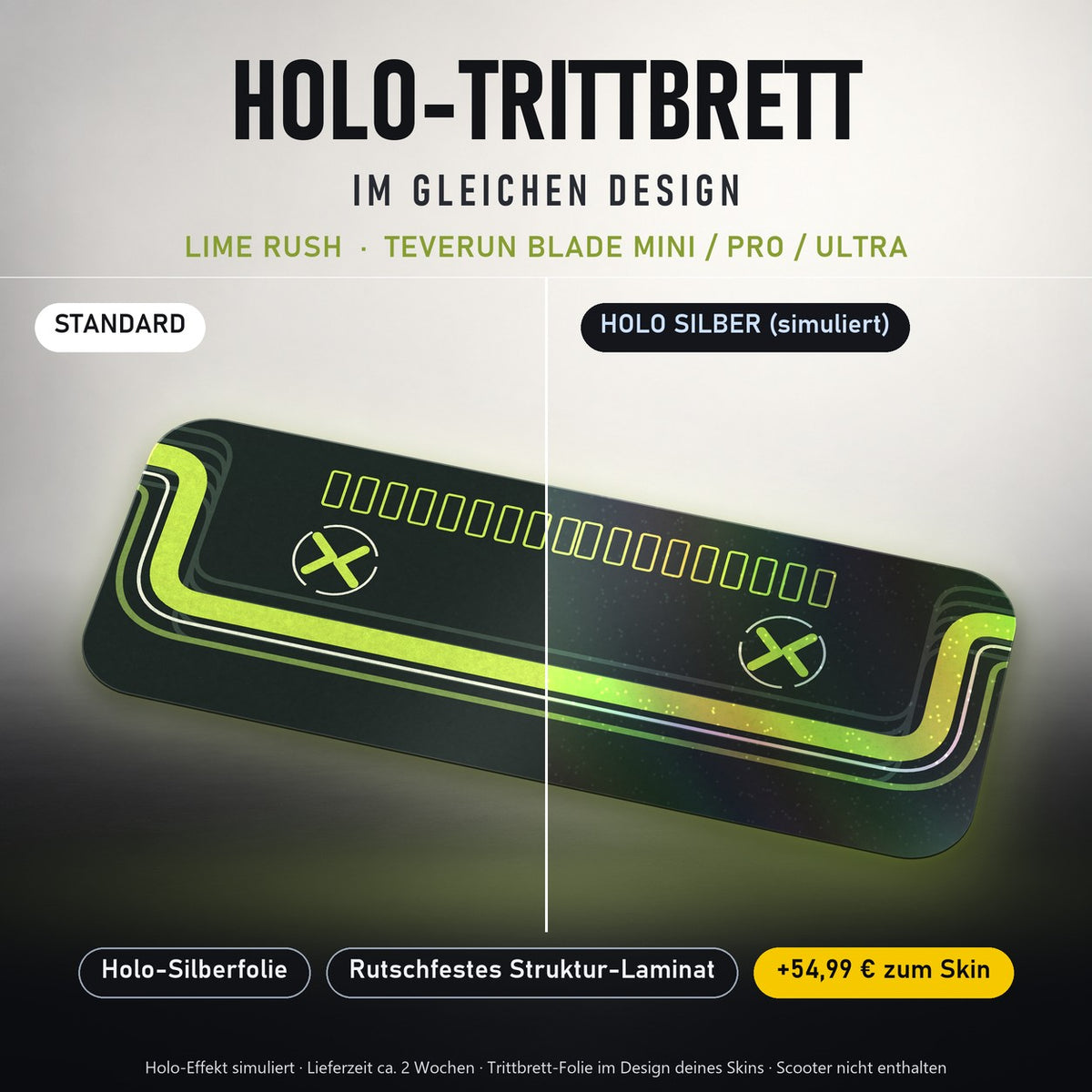 Holo-Trittbrett im gleichen Design – LIME RUSH für TEVERUN BLADE MINI / PRO / ULTRA, Holo-Effekt simuliert (+54,99 €)