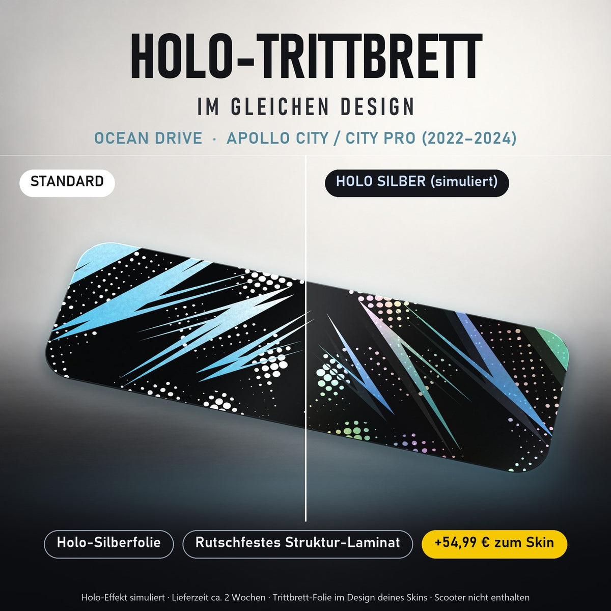 Holo-Trittbrett im gleichen Design – OCEAN DRIVE für APOLLO CITY / CITY PRO (2022–2024), Holo-Effekt simuliert (+54,99 €)