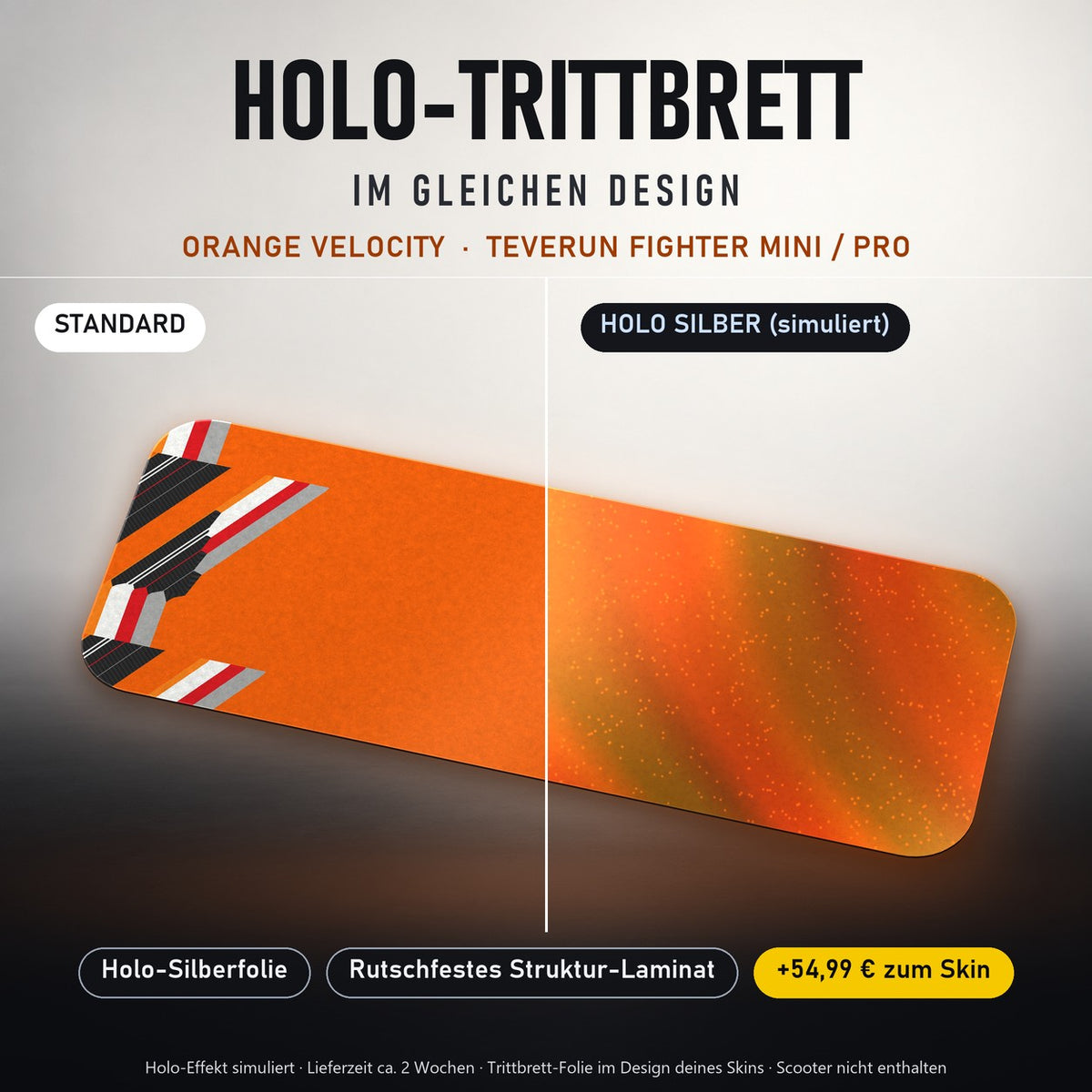 Holo-Trittbrett im gleichen Design – ORANGE VELOCITY für TEVERUN FIGHTER MINI / PRO, Holo-Effekt simuliert (+54,99 €)