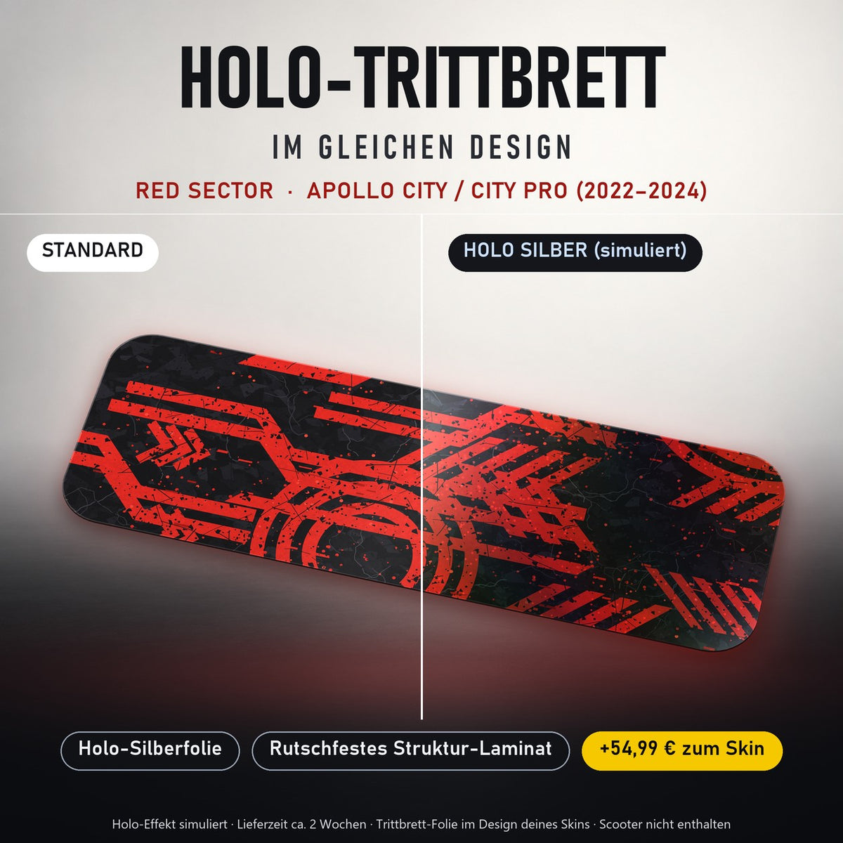 Holo-Trittbrett im gleichen Design – RED SECTOR für APOLLO CITY / CITY PRO (2022–2024), Holo-Effekt simuliert (+54,99 €)