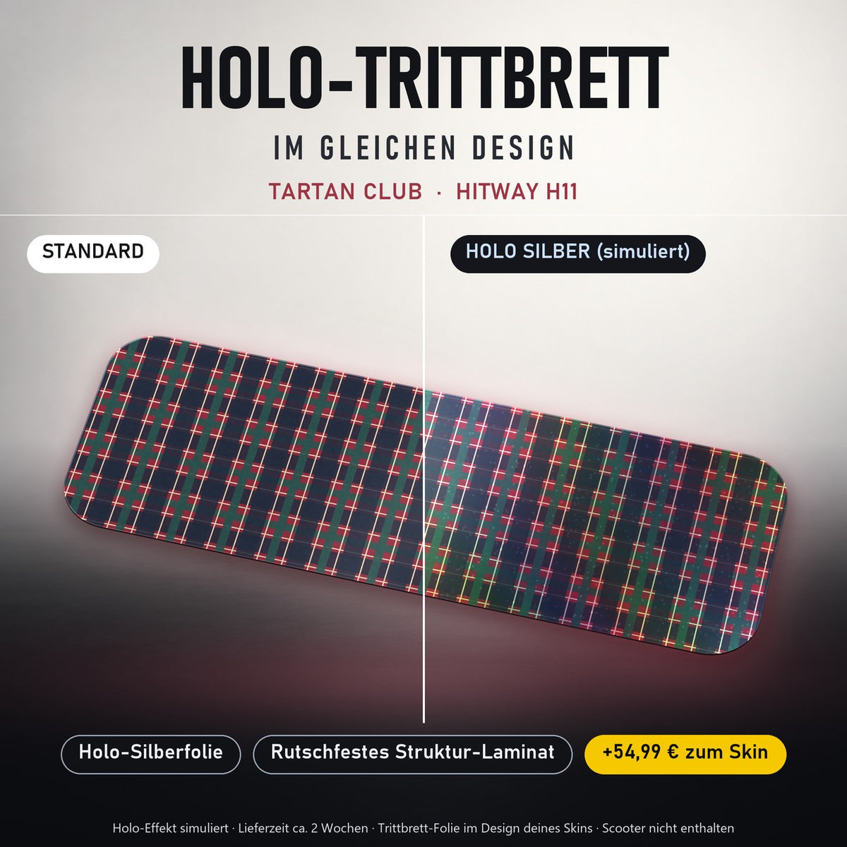 Holo-Trittbrett im gleichen Design – TARTAN CLUB für HITWAY H11, Holo-Effekt simuliert (+54,99 €)