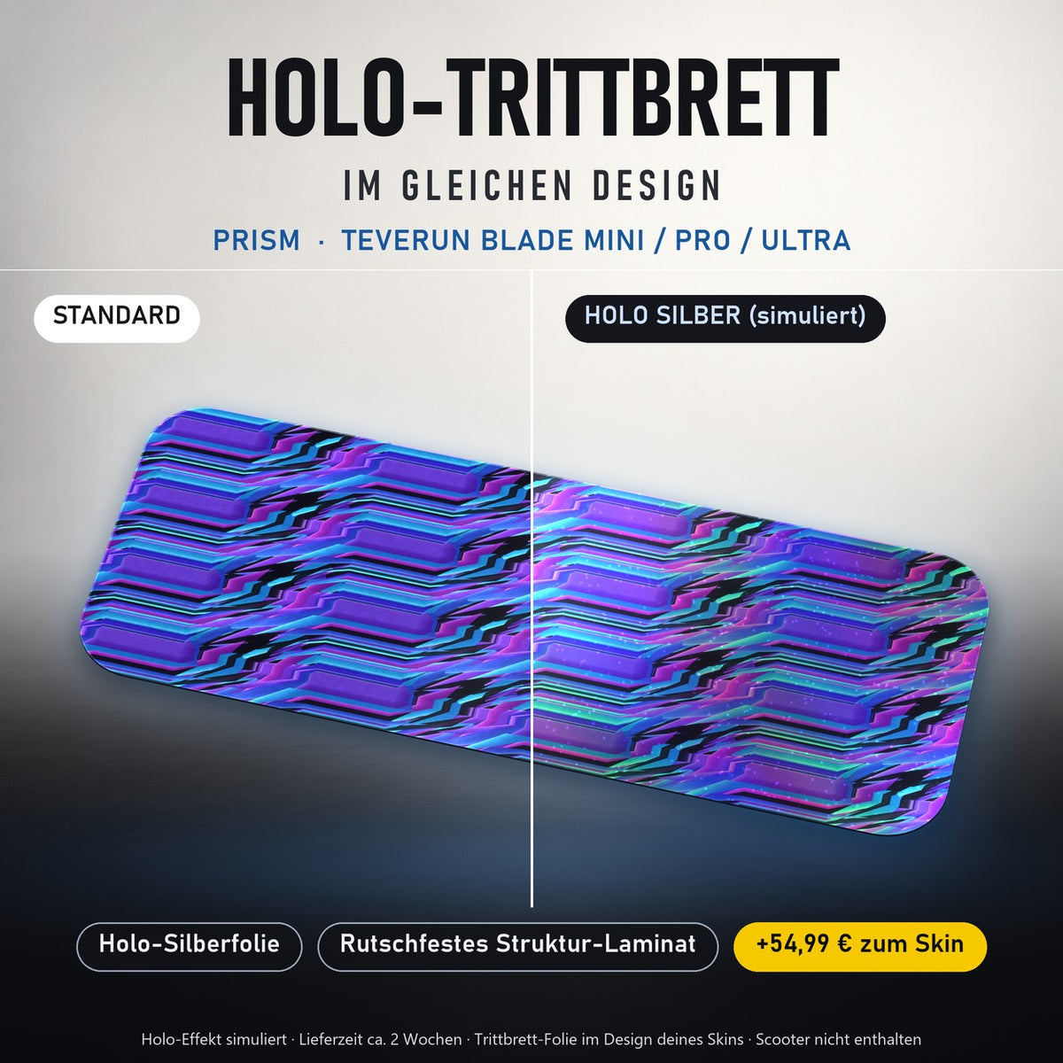 Holo-Trittbrett im gleichen Design – PRISM für TEVERUN BLADE MINI / PRO / ULTRA, Holo-Effekt simuliert (+54,99 €)