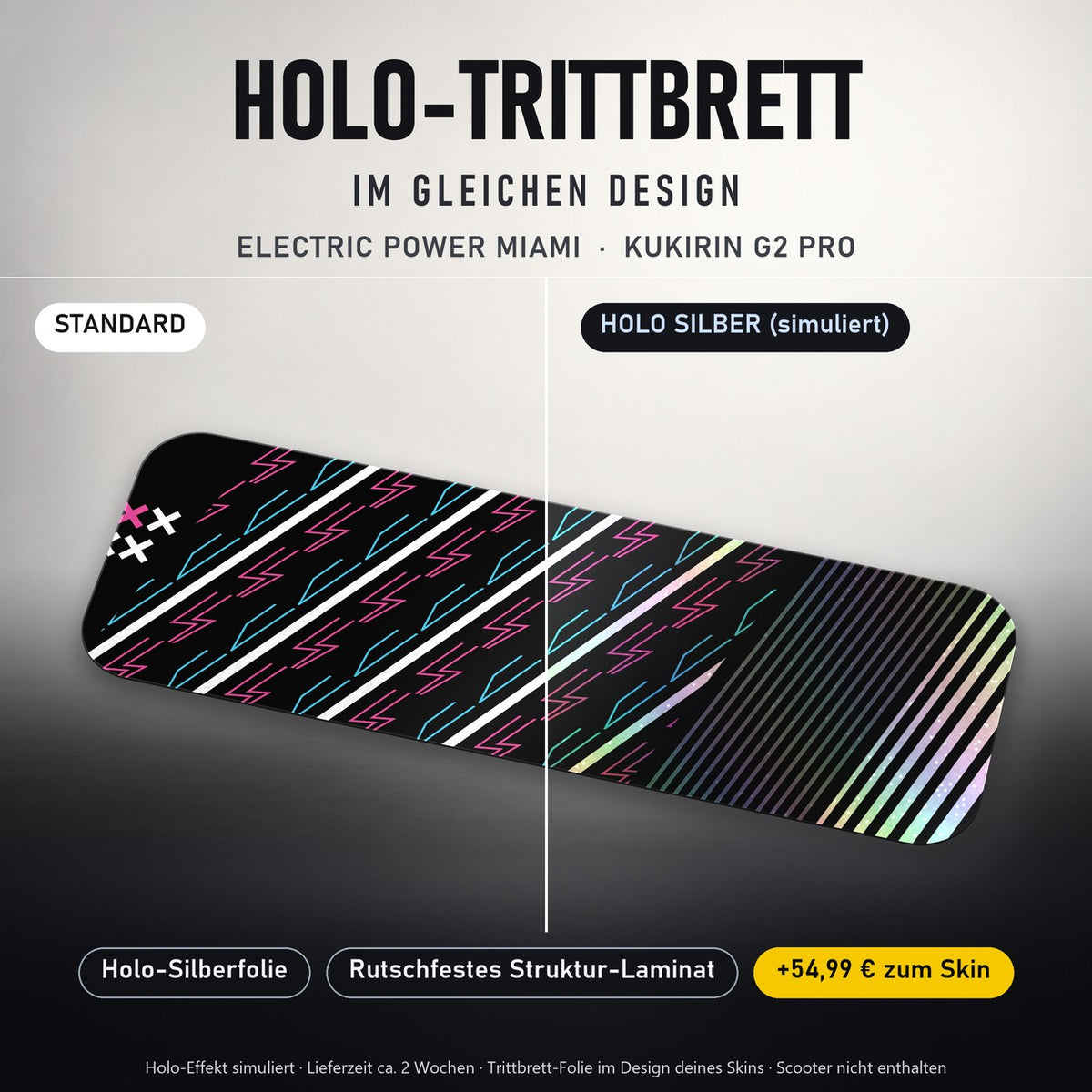 Holo-Trittbrett im gleichen Design – ELECTRIC POWER MIAMI für KUKIRIN G2 PRO, Holo-Effekt simuliert (+54,99 €)
