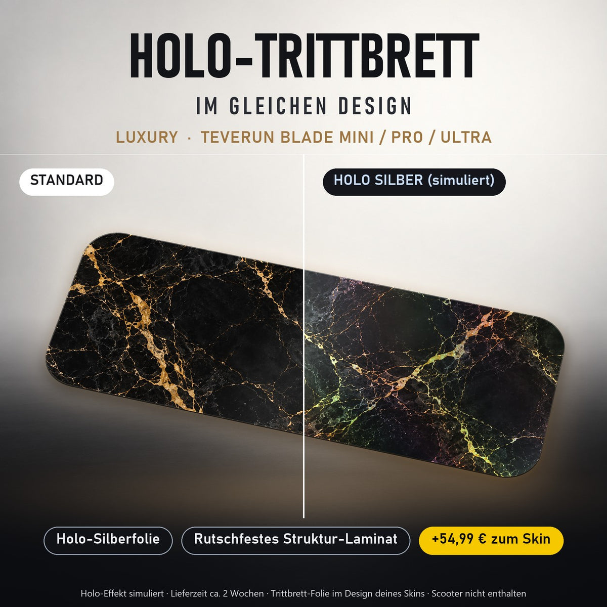 Holo-Trittbrett im gleichen Design – LUXURY für TEVERUN BLADE MINI / PRO / ULTRA, Holo-Effekt simuliert (+54,99 €)