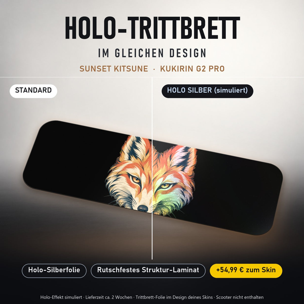 Holo-Trittbrett im gleichen Design – SUNSET KITSUNE für KUKIRIN G2 PRO, Holo-Effekt simuliert (+54,99 €)