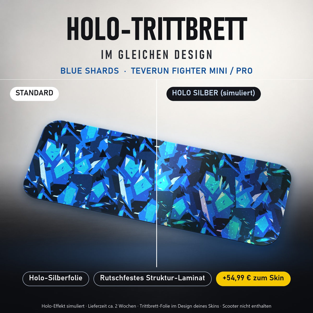 Holo-Trittbrett im gleichen Design – BLUE SHARDS für TEVERUN FIGHTER MINI / PRO, Holo-Effekt simuliert (+54,99 €)