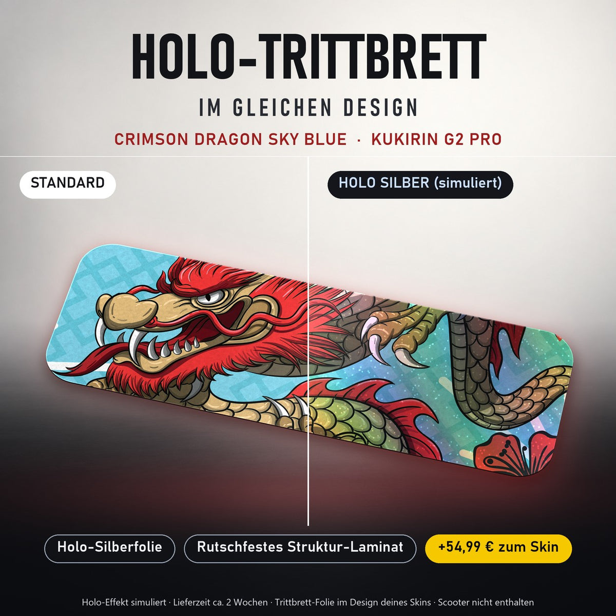 Holo-Trittbrett im gleichen Design – CRIMSON DRAGON SKY BLUE für KUKIRIN G2 PRO, Holo-Effekt simuliert (+54,99 €)