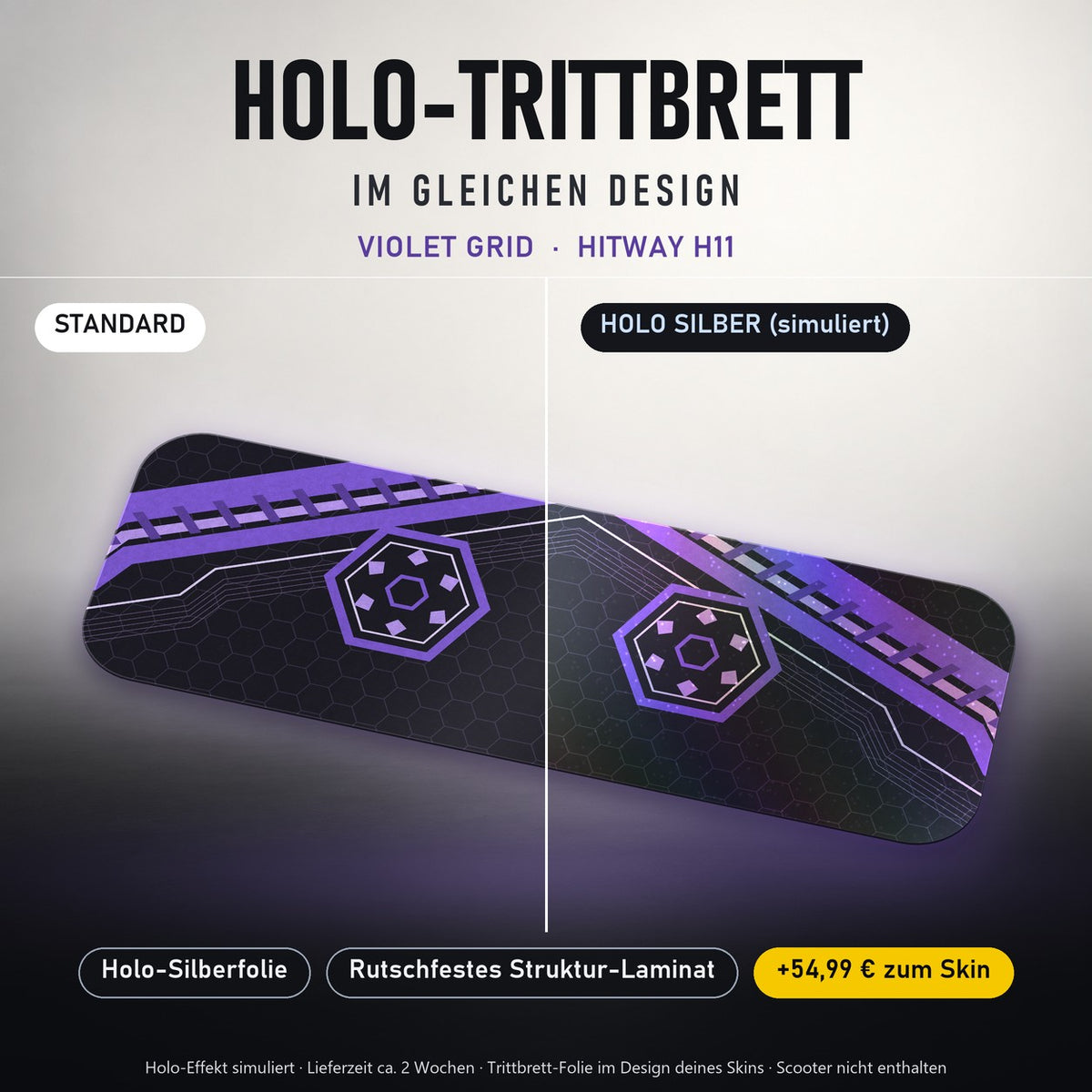 Holo-Trittbrett im gleichen Design – VIOLET GRID für HITWAY H11, Holo-Effekt simuliert (+54,99 €)