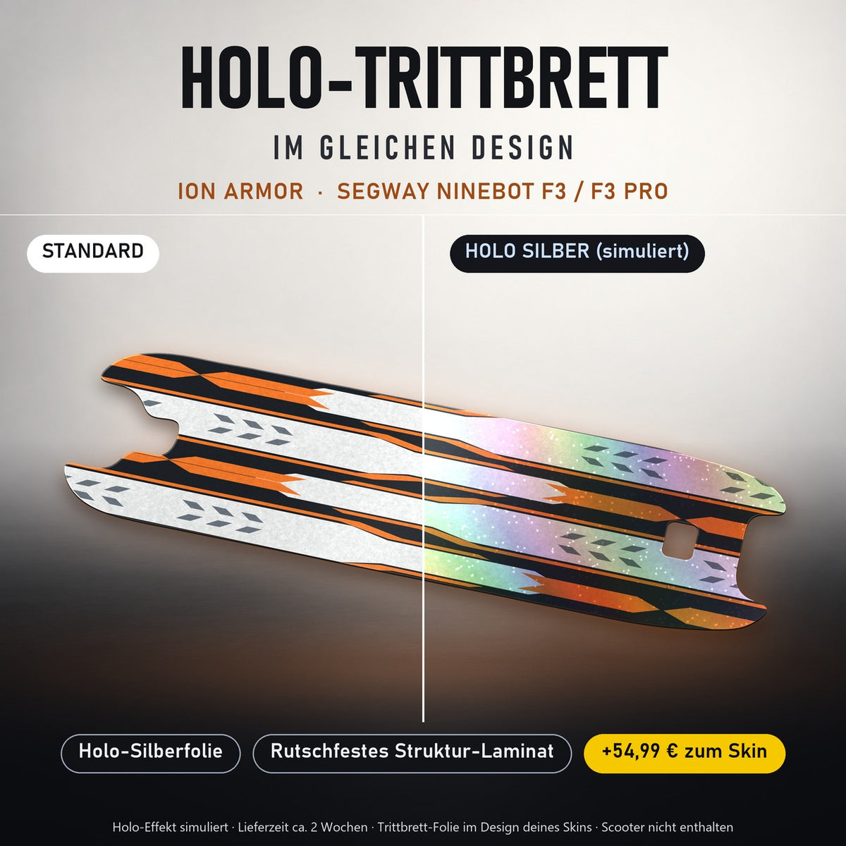 Holo-Trittbrett im gleichen Design – ION ARMOR für SEGWAY NINEBOT F3 / F3 PRO, Holo-Effekt simuliert (+54,99 €)
