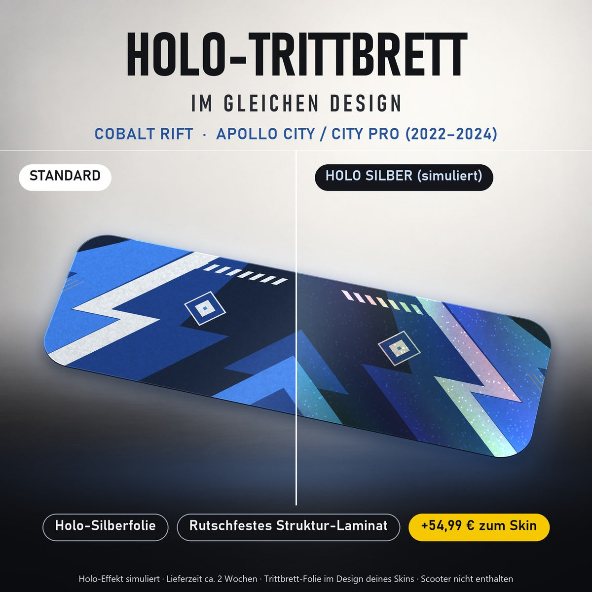 Holo-Trittbrett im gleichen Design – COBALT RIFT für APOLLO CITY / CITY PRO (2022–2024), Holo-Effekt simuliert (+54,99 €)