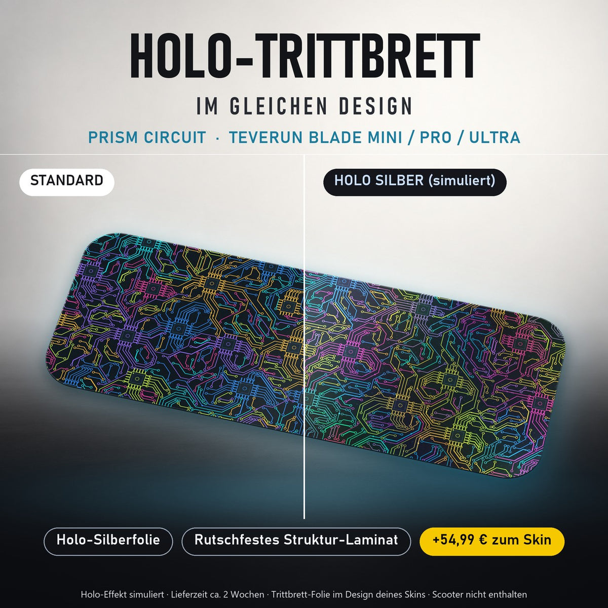 Holo-Trittbrett im gleichen Design – PRISM CIRCUIT für TEVERUN BLADE MINI / PRO / ULTRA, Holo-Effekt simuliert (+54,99 €)